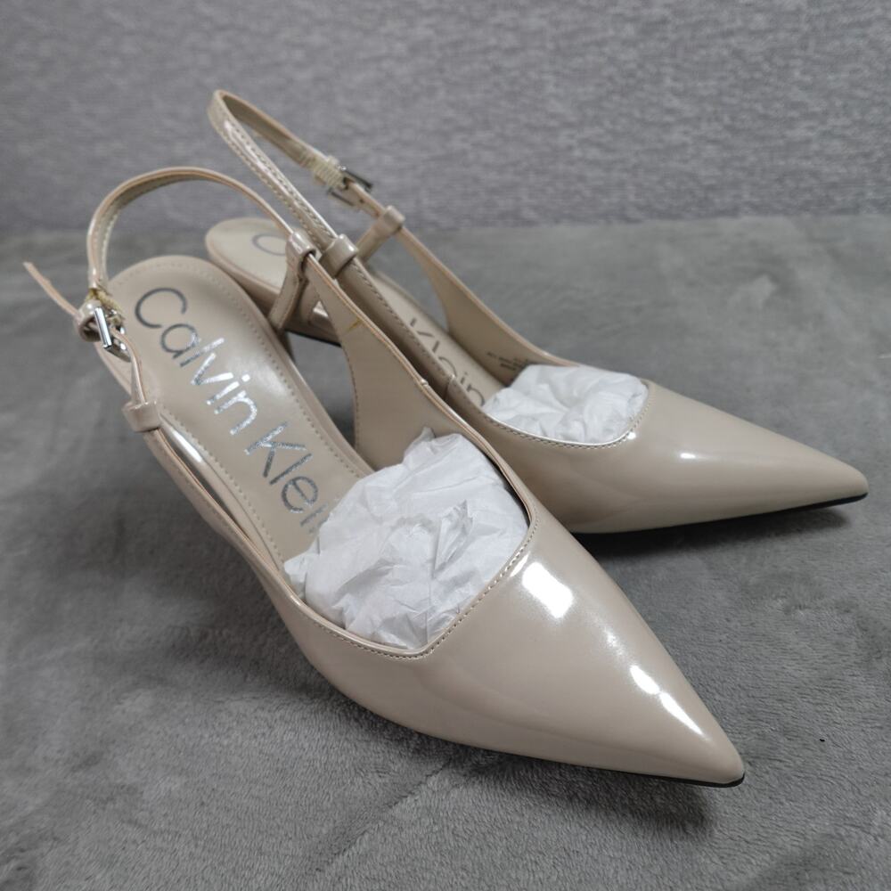Calvin Klein Amaria Women's Pointed Toe Slingback Pumps Ivory Size 9.5M New